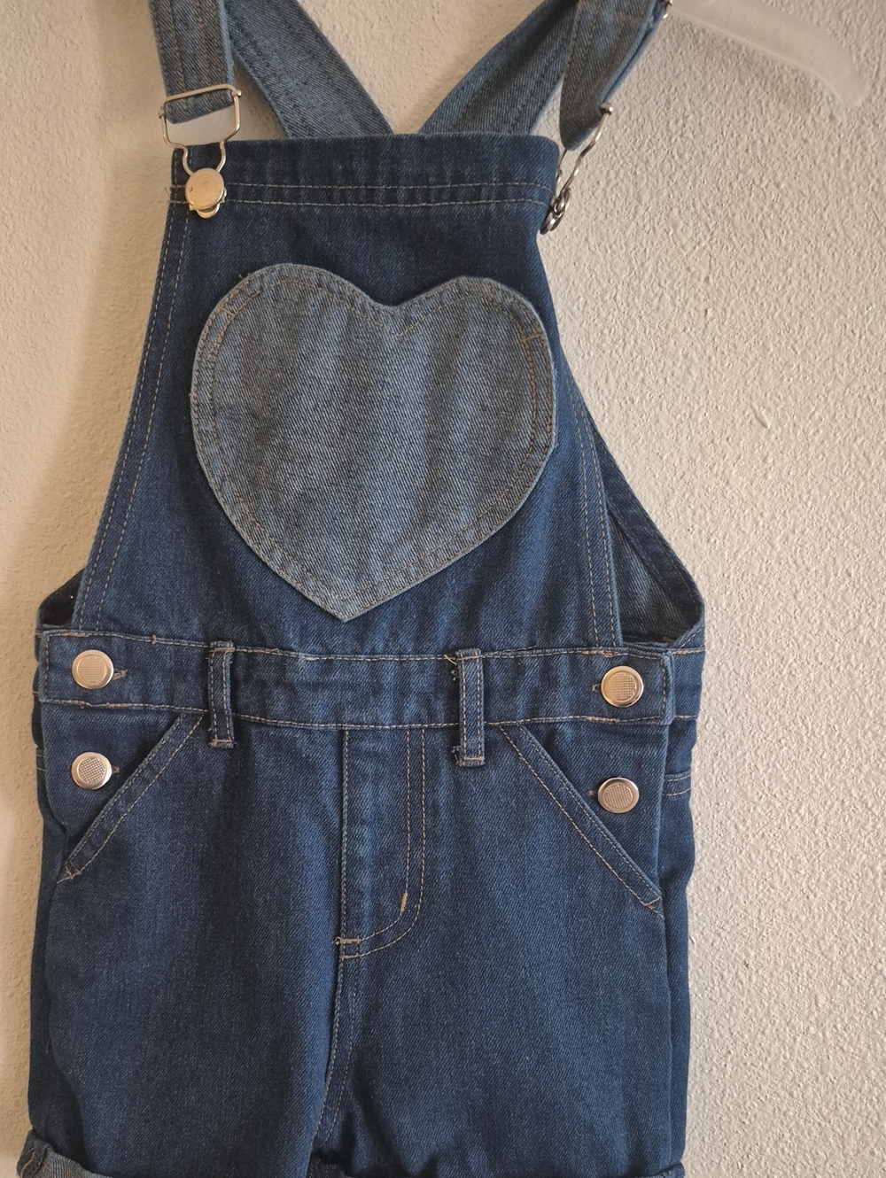 Denim Heart Pocket Overalls - Blue